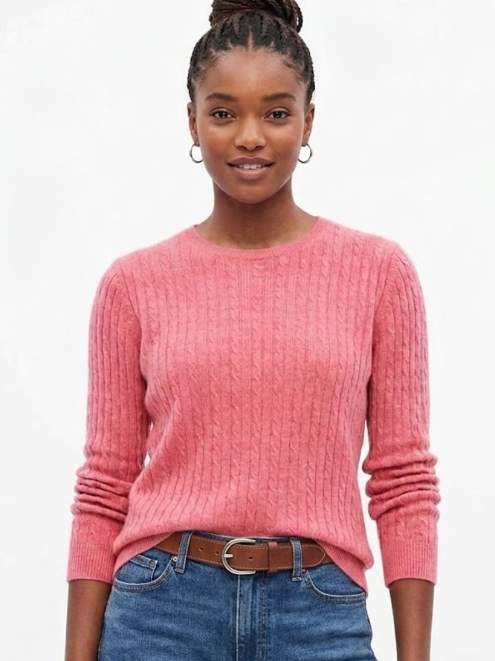Vintage Folio New York 100% Cashmere Cable Knit Sweater Pink Size M